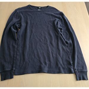 H&M Waffle long sleeve tshirt in blue, size M